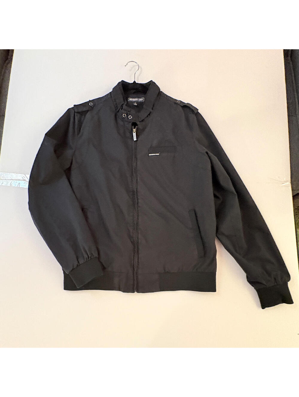 Members Only Black Zip-Up Bomber Jacket Size L